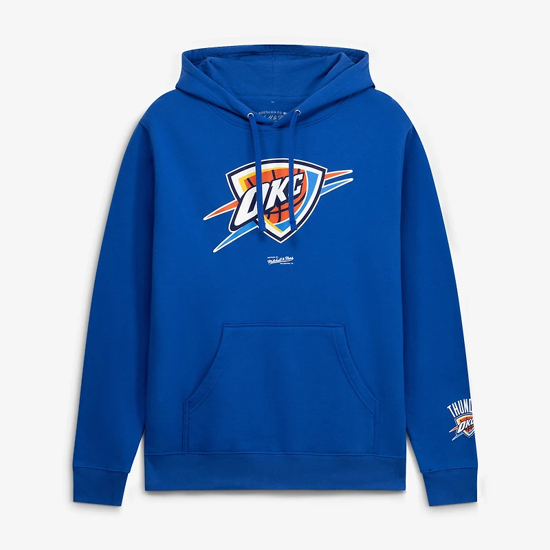 Sweat à capuche basique en polaire bleue Mitchell & Ness pour homme, Oklahoma City Thunder