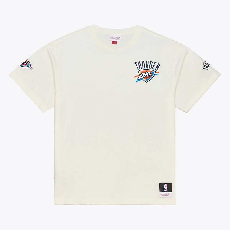 T-shirt premium Mitchell & Ness crème Oklahoma City Thunder Hardwood Classics à coutures chaîne pour homme
