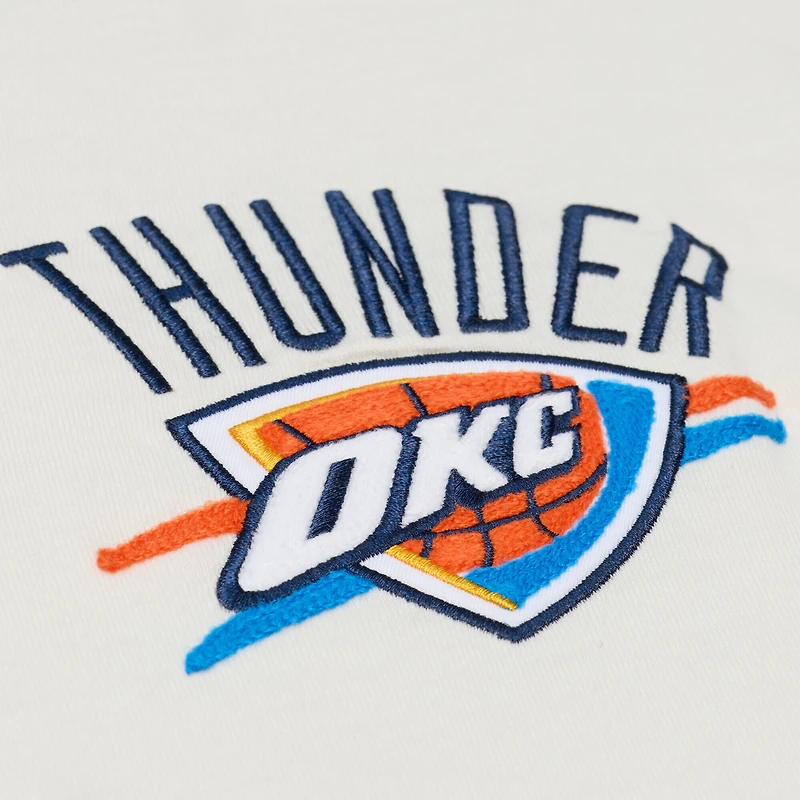 Men's Mitchell & Ness Cream Oklahoma City Thunder Hardwood Classics Chainstitch Premium T-Shirt