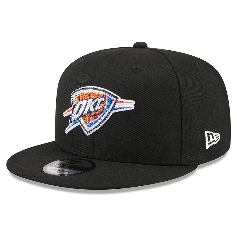 Casquette snapback New Era noire Oklahoma City Thunder 2026 NBA Draft Crystal 9FIFTY pour homme
