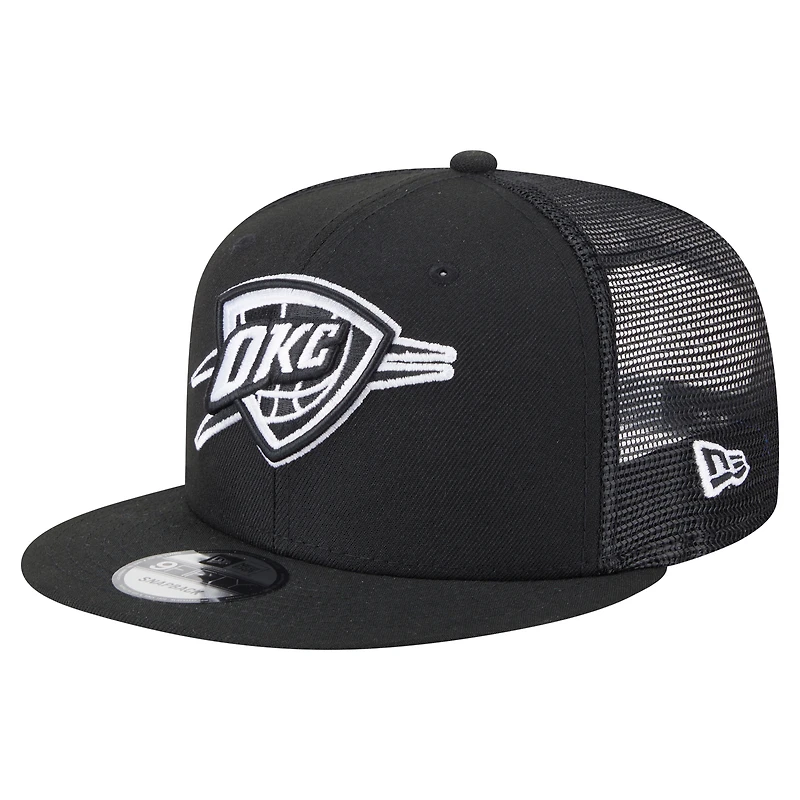 Men's New Era Black Oklahoma City Thunder 9FIFTY Snapback Trucker Hat