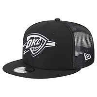 Men's New Era Black Oklahoma City Thunder 9FIFTY Snapback Trucker Hat