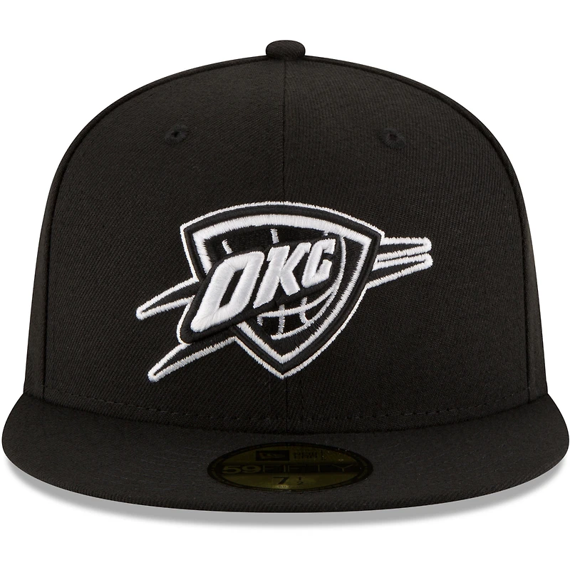 Men's New Era Black Oklahoma City Thunder & White Logo 59FIFTY Fitted Hat