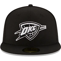 Men's New Era Black Oklahoma City Thunder & White Logo 59FIFTY Fitted Hat