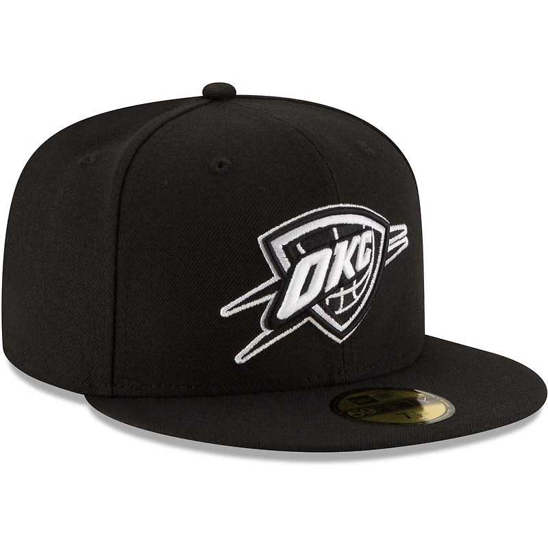 Men's New Era Black Oklahoma City Thunder & White Logo 59FIFTY Fitted Hat