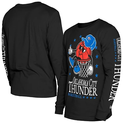 T-shirt sport à manches longues Old School Oklahoma City Thunder noir New Era pour homme