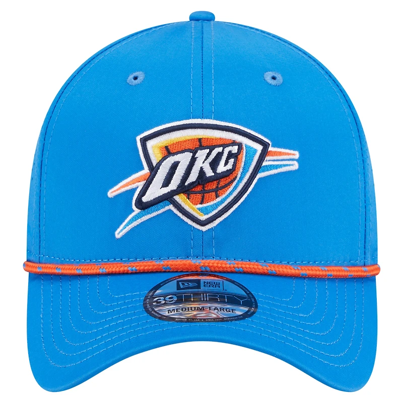 Casquette New Era bleue Oklahoma City Thunder Featherweight Poly Rope Flex 39Thirty pour homme