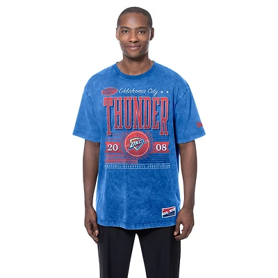 T-shirt oversize New Era bleu Oklahoma City Thunder pour homme, collection rétro, délavage minéral