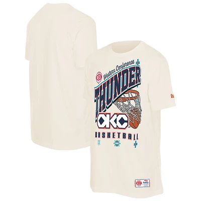 Men's New Era  Cream Oklahoma City Thunder Oversized Edition Remix Vintage T-Shirt