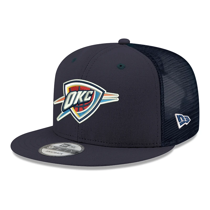 Casquette snapback New Era 9FIFTY pour homme, bleu marine, logo Oklahoma City Thunder, logo Core, maille.