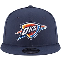 Casquette Snapback 9FIFTY couleur officielle de l'équipe d'Oklahoma City Thunder New Era pour hommes, bleu marine
