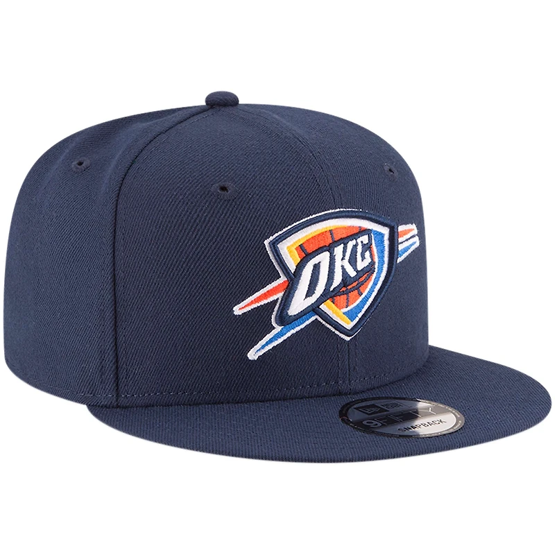 Casquette Snapback 9FIFTY couleur officielle de l'équipe d'Oklahoma City Thunder New Era pour hommes, bleu marine