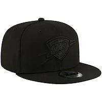 Men's New Era Oklahoma City Thunder Black On Black 9FIFTY Snapback Hat
