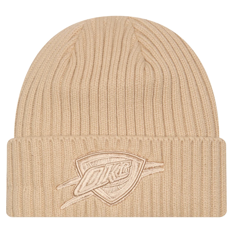 Bonnet à revers en tricot beige Oklahoma City Thunder Color Pack pour homme de New Era