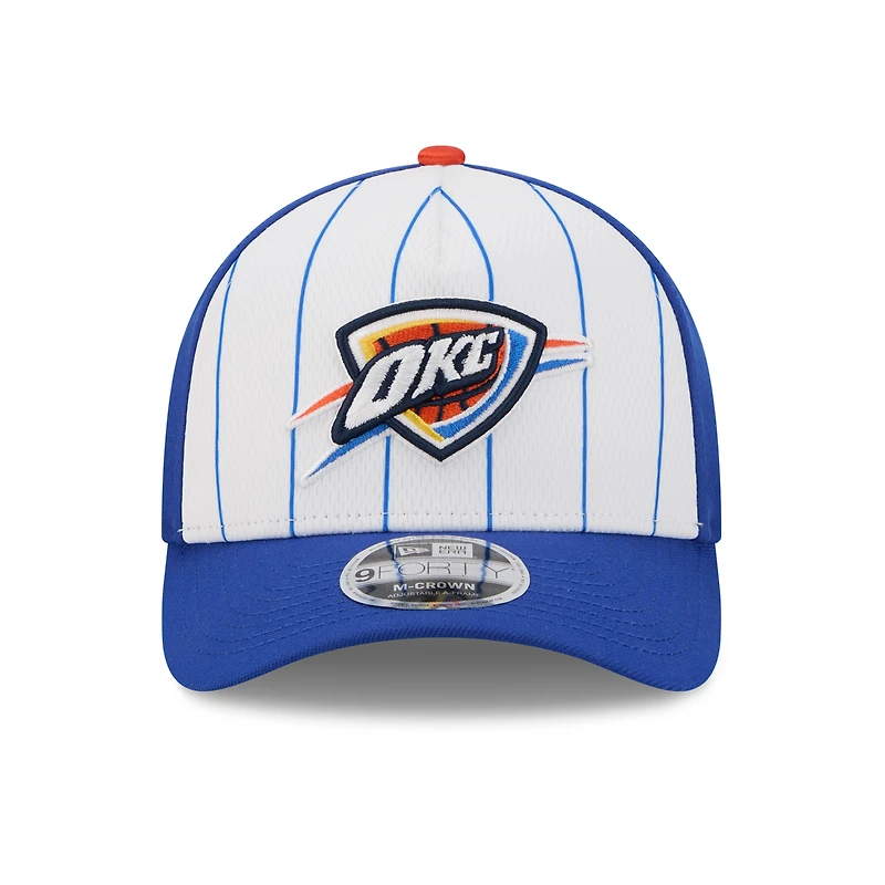 Men's New Era  White/Blue Oklahoma City Thunder 2025 NBA Tip Off M-Crown A-Frame 9FORTY Adjustable Hat