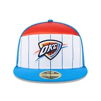 Men's New Era  White/Blue Oklahoma City Thunder 2025 NBA Tip Off Split Panel 59FIFTY Fitted Hat