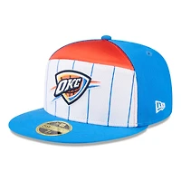 Casquette ajustée 59FIFTY blanche/bleue pour homme New Era Oklahoma City Thunder 2025 NBA Tip Off Split Panel
