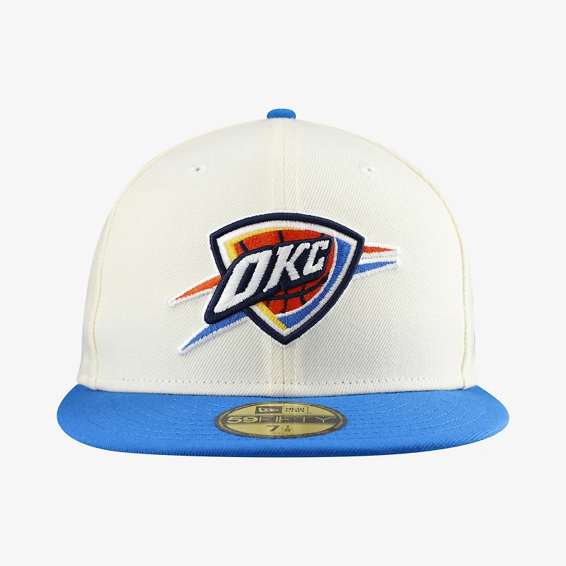 Casquette ajustée New Era Oklahoma City Thunder Chrome blanche et bleue pour homme