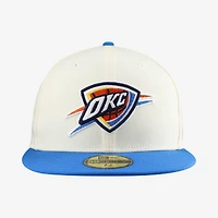 Casquette ajustée New Era Oklahoma City Thunder Chrome blanche et bleue pour homme