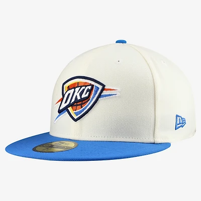 Casquette ajustée New Era Oklahoma City Thunder Chrome blanche et bleue pour homme