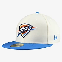 Casquette ajustée New Era Oklahoma City Thunder Chrome blanche et bleue pour homme