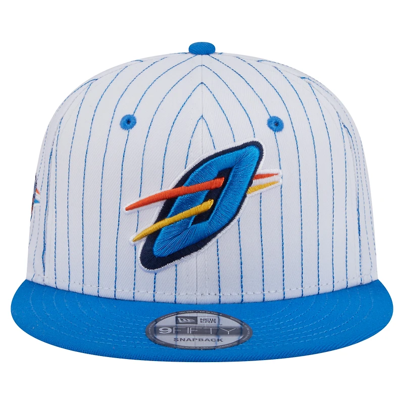 Casquette snapback 9FIFTY blanche à rayures fines Oklahoma City Thunder Deceptor de New Era pour homme