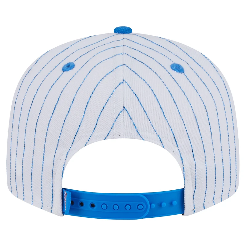 Casquette snapback 9FIFTY blanche à rayures fines Oklahoma City Thunder Deceptor de New Era pour homme