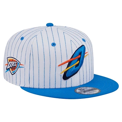 Casquette snapback 9FIFTY blanche à rayures fines Oklahoma City Thunder Deceptor de New Era pour homme