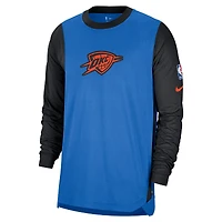 T-shirt de tir à manches longues Nike bleu/noir Oklahoma City Thunder 2024/25 Edition Authentic Pregame Performance pour homme