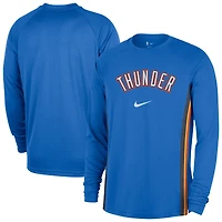 Maillot de tir Nike bleu Oklahoma City Thunder 2025/26 Authentic Pre-Game Legend Dri-FIT à manches longues pour homme