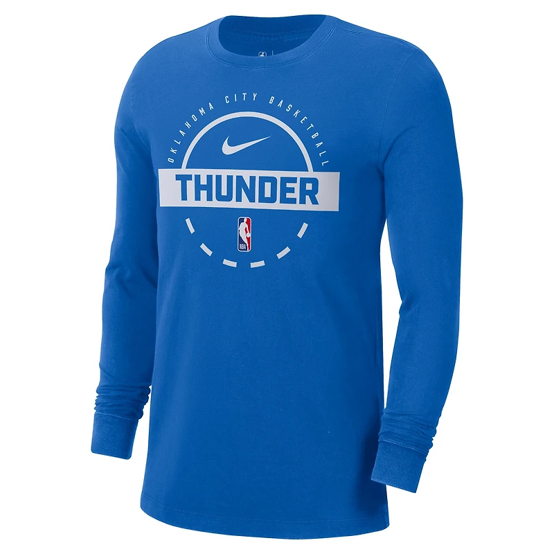 Men's Nike  Blue Oklahoma City Thunder Authentic Long Sleeve Practice T-Shirt
