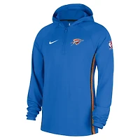 Men's Nike  Blue Oklahoma City Thunder Authentic On Court Zone Quarter-Zip Dri-FIT Hoodie Jacket
