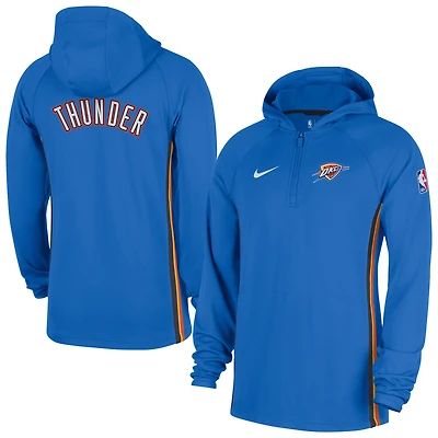 Veste à capuche Nike Oklahoma City Thunder Authentic On Court Zone Dri-FIT bleu quart de zip pour homme