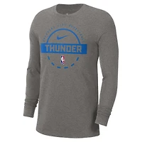 T-shirt d'entraînement à manches longues Nike Oklahoma City Thunder Authentic pour homme, couleur charbon