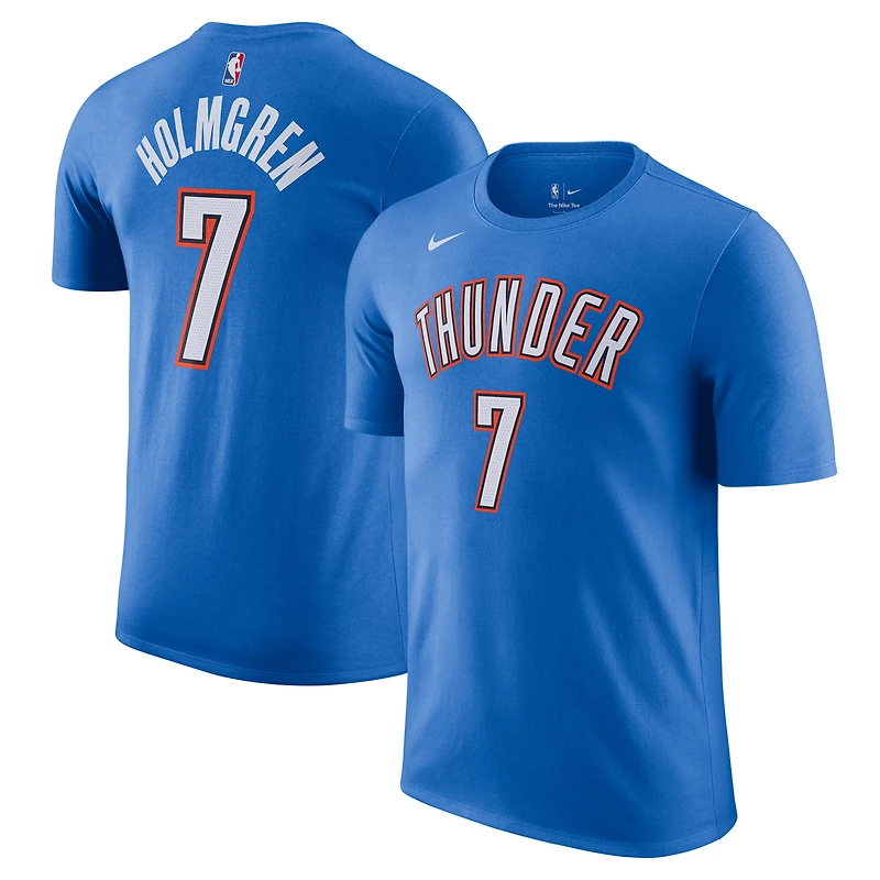 T-shirt Nike bleu pour homme avec nom et numéro Chet Holmgren Oklahoma City Thunder Icon Edition