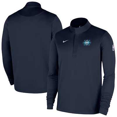 Men's Nike  Navy Oklahoma City Thunder 2025/26 Edition Remix Authentic Coaches Dri-FIT Half-Zip Top