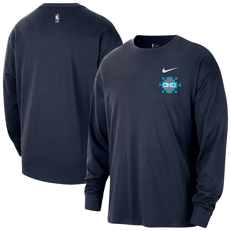 Men's Nike  Navy Oklahoma City Thunder 2025/26 Edition Remix Essential Logo Long Sleeve T-Shirt