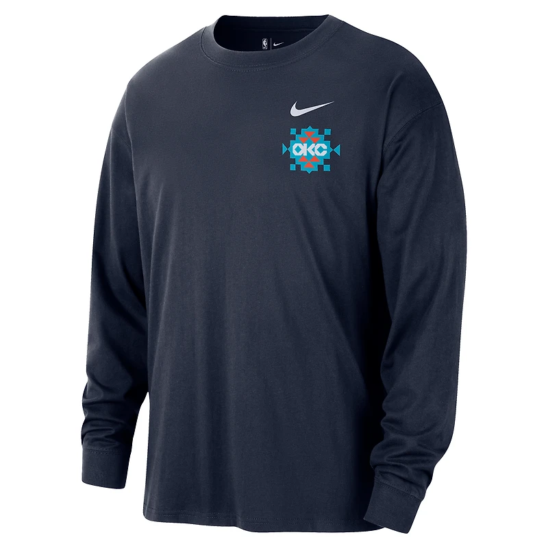 Men's Nike  Navy Oklahoma City Thunder 2025/26 Edition Remix Essential Logo Long Sleeve T-Shirt