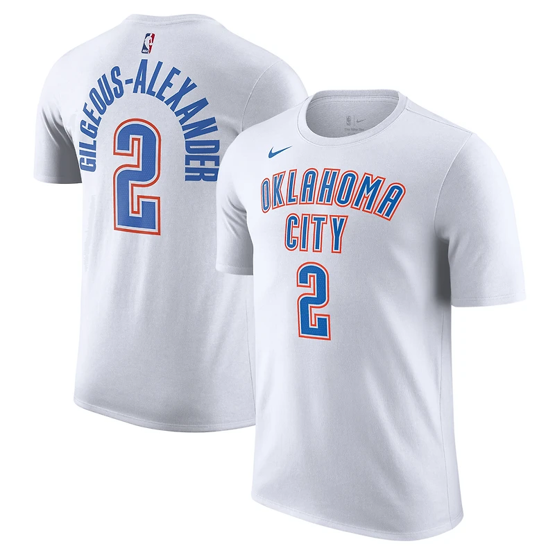 T-shirt Nike Shai Gilgeous-Alexander blanc Oklahoma City Thunder 2023/24 avec nom et numéro de l'association pour homme