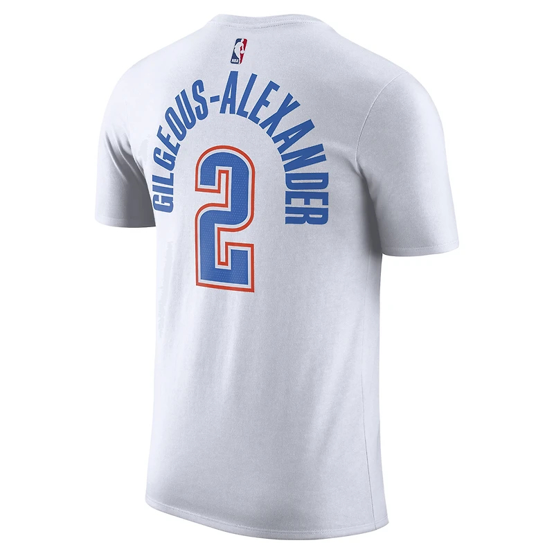 T-shirt Nike Shai Gilgeous-Alexander blanc Oklahoma City Thunder 2023/24 avec nom et numéro de l'association pour homme