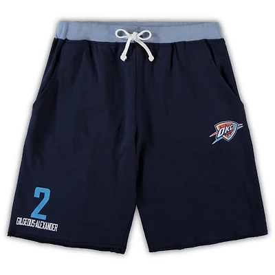 Men's Shai Gilgeous-Alexander Navy Oklahoma City Thunder Big & Tall French Terry Name Number Shorts