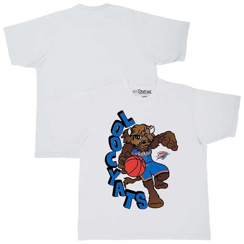 T-shirt oversize blanc Stadium Essentials pour homme, motif mascotte NBA x Staycool Oklahoma City Thunder