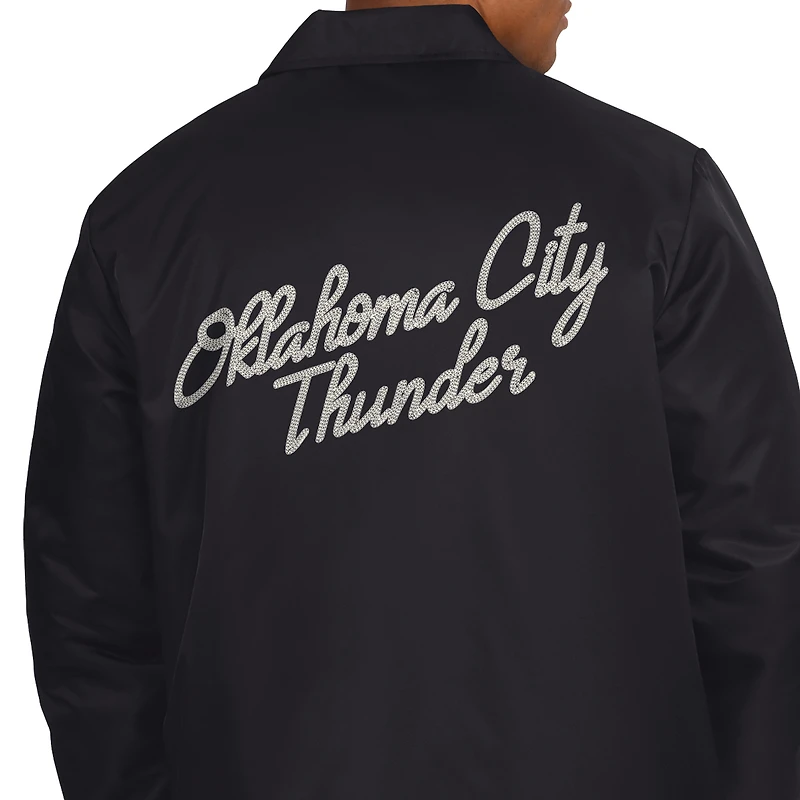Men's Starter Black Oklahoma City Thunder Full-Snap Coaches Jacket