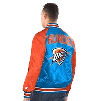 Men's Starter  Blue/Orange Oklahoma City Thunder Inductee Raglan Full-Snap Varsity Jacket