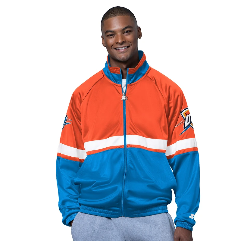 Veste de survêtement The Veteran Tricot Track entièrement zippée pour homme, bleu/blanc, Oklahoma City Thunder