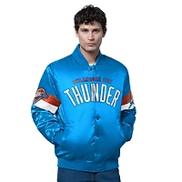 Men's Starter Blue Oklahoma City Thunder Triple Option Varsity Full-Snap Satin Jacket