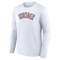 T-shirt blanc à manches longues pour homme avec logo alternatif du Thunder d'Oklahoma City