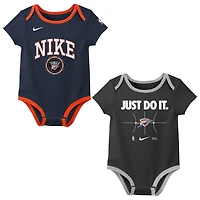Ensemble de deux bodies Nike bleu marine/noir pour nouveau-né Oklahoma City Thunder Just Do It