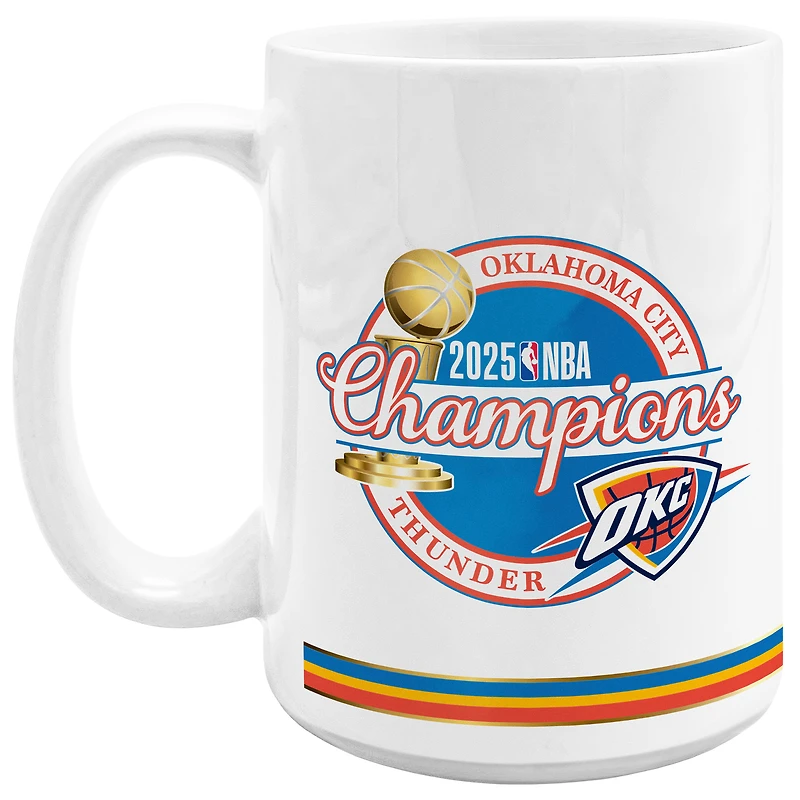 Tasse à café en céramique 425 ml avec statistiques des champions de la finale NBA 2025 du Thunder d'Oklahoma City