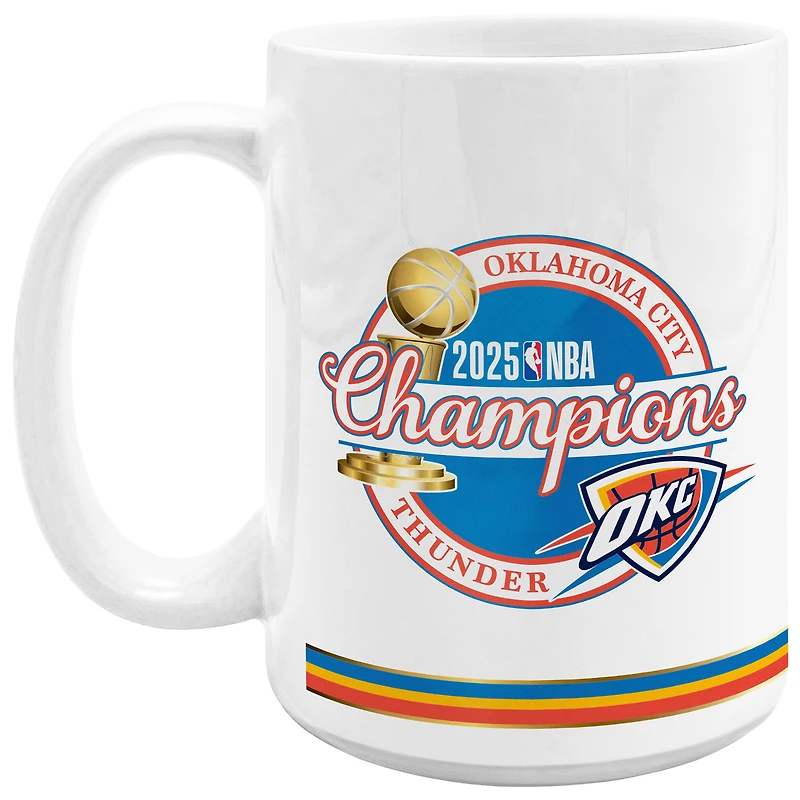 Tasse à café en céramique 425 ml avec statistiques des champions de la finale NBA 2025 du Thunder d'Oklahoma City